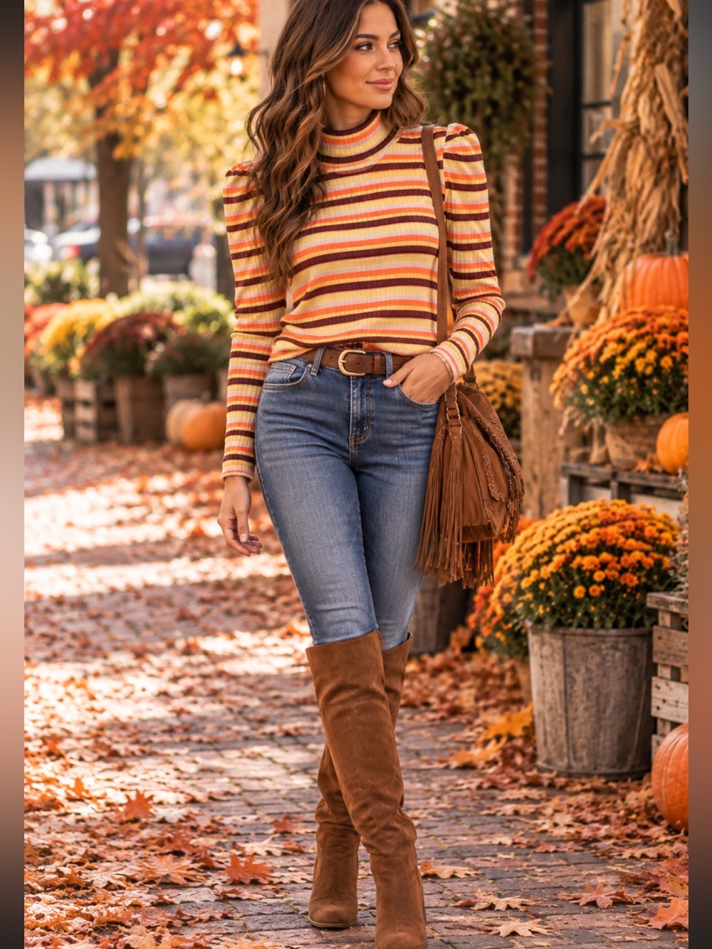 NWT Anthropologie Maeve Striped Puff Sleeve Turtleneck S